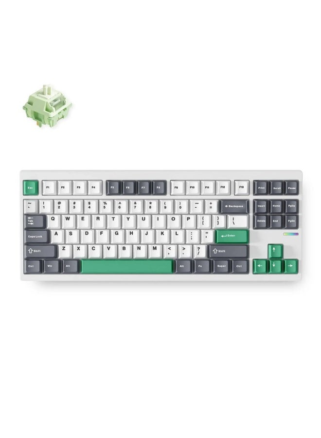 MCHOSE GX87 Lite 87-Key TKL Aluminum Mechanical Keyboard, CNC Gasket Mount, Tri-Mode (USB-C/2.4G/Bluetooth), 8000mAh Battery, Hot-Swappable, QMK/VIA, RGB Backlit, White Nano Spraying | GX87-A8 - Image 1